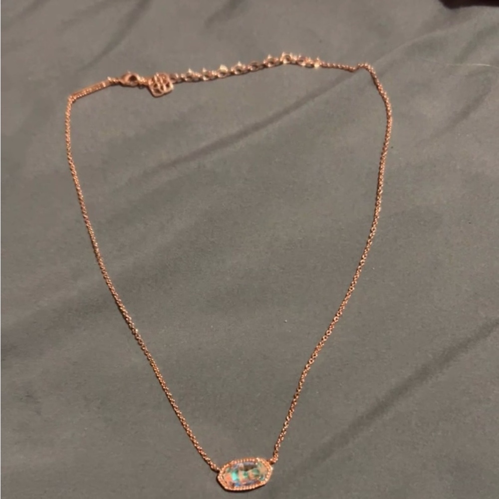 Kendra Scott Rose Gold Iridescent Opal Ella Pendant Necklace